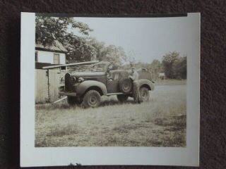U.  S.  Ww2 Soldier Standing Next To Commend Car Vtg 1940 