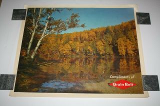 Vintage Grain Belt Beer Advertising Poster Fall Lake Scene 6817