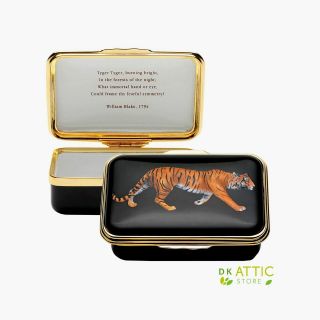 Halcyon Days Tiger Enamel Box - Rare