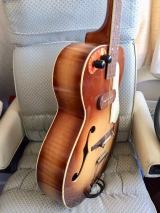 Vintage Kay K150 Archtop Acoustic Electric Guitar With TKL Proform Case 4