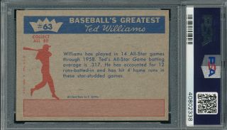 CENTERED PSA 7 NM TED WILLIAMS VINTAGE 1959 FLEER 63 ALL STAR RECORD GRADED NQ 3