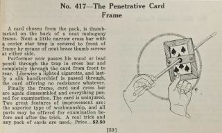 Thayer Penetrative Card Frame Vintage Magic Owen Supreme 2