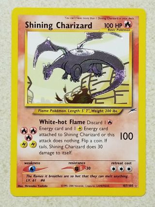 Secret Rare Shining Charizard Neo Destiny 107/105 Holo Rare Pokemon Card Ex/nm