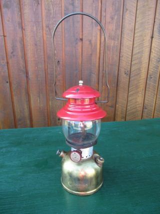 Vintage Coleman Lantern Red,  Brass Model 200 Canada Sunshine 6 61 1961