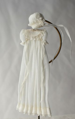 Vtg Dollhouse Miniature Artisan Monica Roberts Victorian Baby Christening Gown 2