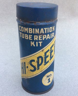 Vtg 1950s Hi - Speed Gas Station Tube Repair Kit Tin Can Hi Speed Gas & Oil Rare