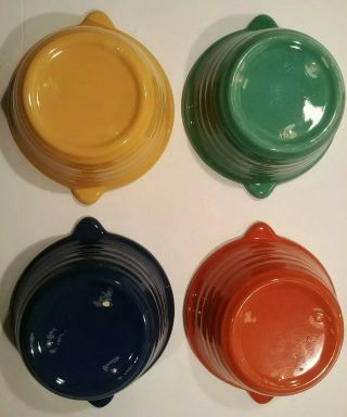4 Vintage Bauer Pottery Covered Bowls Individual Tab Casseroles & Lids Ring Ware 5
