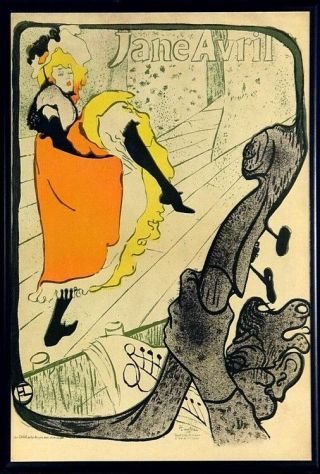 Rare Toulouse - Lautrec Lithograph Poster Made For The Paris Moulin Rouge W/frame
