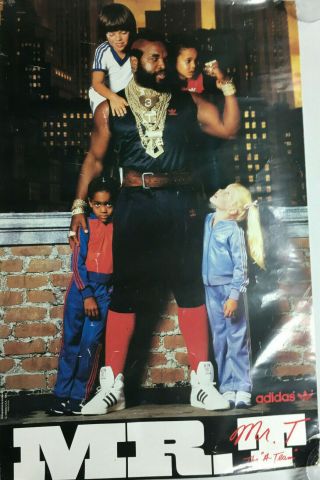 Rare Vintage 1983 Mr T Adidas Shop Poster Trefoil Hip Hop A Team Track Suit Shoe