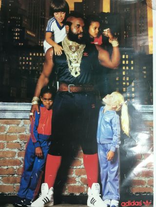 Rare Vintage 1983 Mr T ADIDAS Shop Poster Trefoil Hip Hop A Team Track Suit Shoe 2
