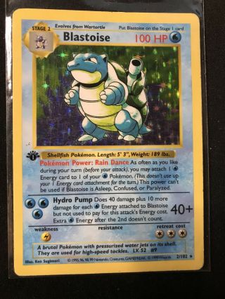 1st Edition Shadowless Blastoise 2/102 Base Set Ultra Rare Pokemon Card