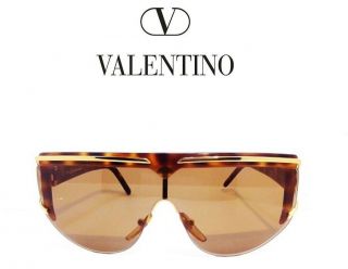 Rare Vintage 80s Valentino Sunglasses Mask Brown Made In Italy With Case