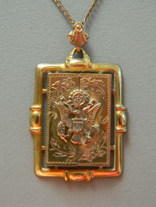 Antique Victorian 12k Gold Filled Engraved Picture Locket Pendant