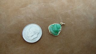 Vintage Solid 14K Yellow Gold Set Carved Green Jade Jadeite Buddha Pendant Charm 4