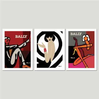 3 X Bally Officially Licenced Villemot Vintage Poster Art Prints Unframed 2