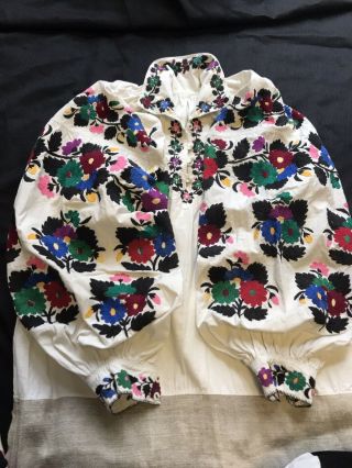 Ukrainian Vyshyvanka Hand Embroidered Dress Women Vintage Sorochka Linen