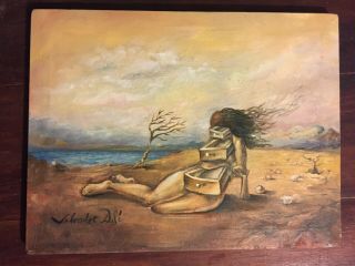 Salvador Dali Spanish Artist Oil On Canvas Signed Rare Painting