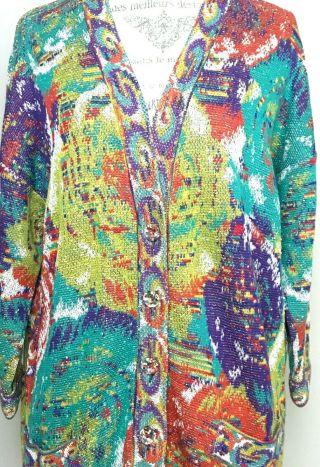 Vtg Missoni for Neiman Marcus Womens Floral Multi Color Cardigan Sweater L 2
