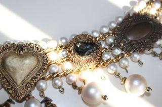 Fashionable French Bohemian Vintage Antique Ladies Belt Pearl Embellished Stone