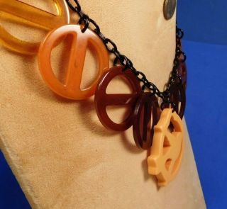 Flying BIRD,  Peace DOVE OMBRE Tortoise Shell Buckles BAKELITE GEOMETRIC Necklace 6