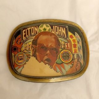 Vintage 1976 Pacifica Elton John Tommy Pinball Wizard Belt Buckle.  Euc