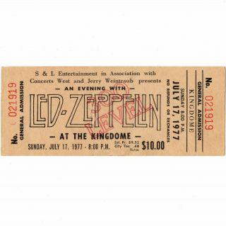 Led Zeppelin Full Concert Ticket Stub Seattle Wa 7/17/77 Kingdome Rare