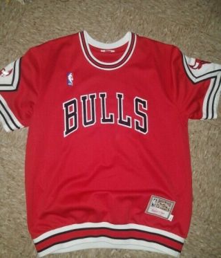 Chicago Bulls Shooting Shirt Mitchell And Ness Vintage Nwot Size L 44 Red