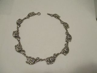 Necklace Vintage Danecraft Rose Flower Links Sterling Silver 14 Inches Long