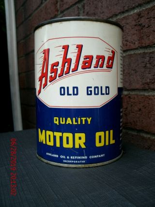 Vintage Ashland Metal Quart Motor Oil Can - Mid 1950 