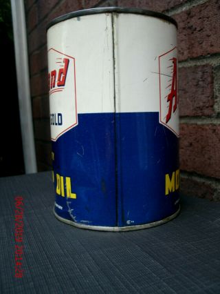 vintage Ashland metal quart motor oil can - mid 1950 ' s - rare 4