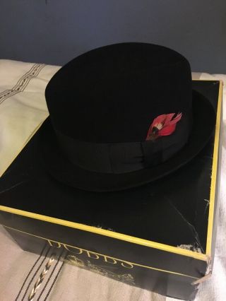 Vintage Knox York Fedora Hat Custom Edge Black Size 7 3/8 Dobbs Box Rrl