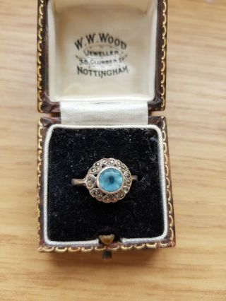 104 Antique Art Deco Silver Aquamarine Marcasite Ring Read Descript