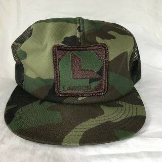 Vintage K Products Lawson Camouflage Usa Mesh Snapback Trucker Hat Cap Patch