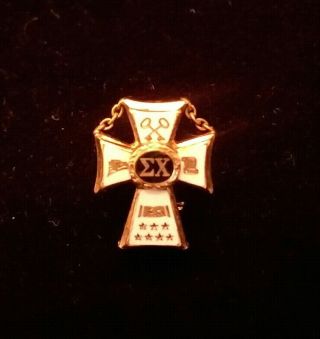 Vintage Sigma Chi Fraternity Pin 10k Gold