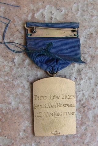 Antique Vintage 1933 Pater Et Filius Father & Son Golf Medal Pin Ribbon Van Nost 4