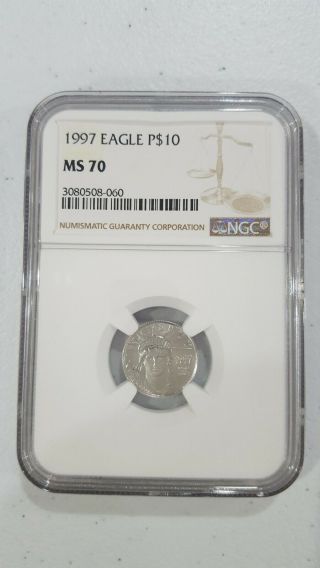1997 $10 Platinum Eagle Ngc Ms70 1/10 Oz Rare