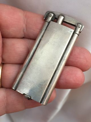 Vintage Unmarked Silver Plate Lift Arm Pocket Lighter - Thin 3