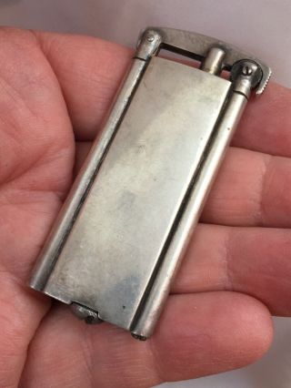 Vintage Unmarked Silver Plate Lift Arm Pocket Lighter - Thin 4