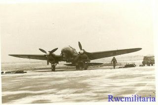 Best Luftwaffe He - 111 Bomber On Winter Airfield; Lemberg,  Poland 1944