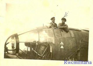 Best Detailed View Of Nose Section On Luftwaffe He - 111 Bomber On Airfield