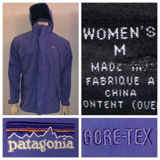 Vtg Patagonia Women’s Liquid Sky Gore - Tex Rain Hood Ski Parka Jacket Size Medium