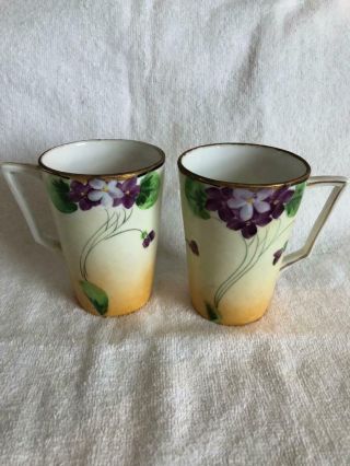 9 - Piece VTG NIPPON JE - OH Hand Painted VIOLETS Lemonade Set - PITCHER & 8 MUGS 3