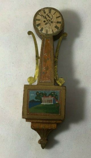 Tynietoy Banjo Clock With Hand Painting Of Mount Vernon