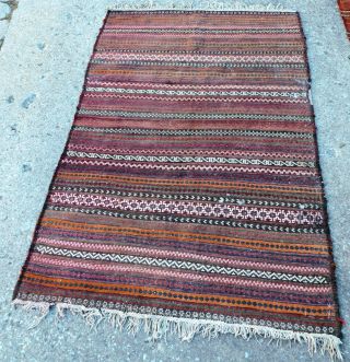 4x6 Soumak Tribal Flat Weave Oriental Rug Carpet Turkish Vintage Kilim