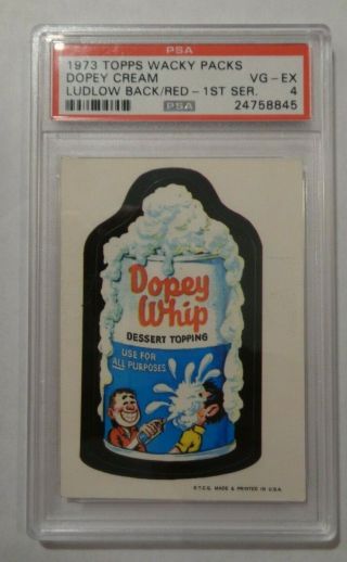 Wacky Packages 1973 1st Series Dopey Cream (rare) Red Ludlow Psa 4 Vg - Ex
