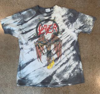 Vtg 80s Slayer Tour Shirt Tie Dye Xl Usa 1988 Metal Concert Tee South Of Heaven