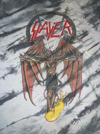 Vtg 80s SLAYER Tour Shirt Tie Dye XL USA 1988 Metal Concert Tee South Of Heaven 4