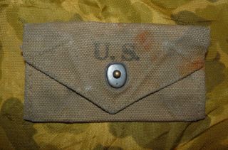 Ww2 Us Army Khaki Cotton Canvas M - 1942 Field Aid Dressing Pouch
