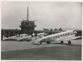 Vintage Photo - Swissair Dc - 2s At Croydon