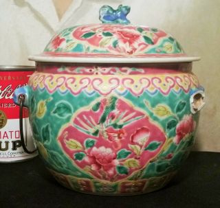 Broken Chinese Pottery Peranakan Straits Vtg Porcelain Ginger Jar Famille Rose